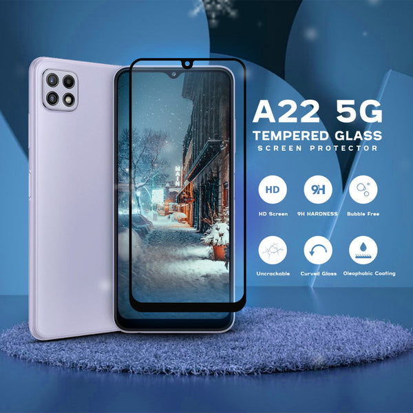 Samsung Galaxy A22 5G - Härdat glas 9H - Super kvalitet 3D