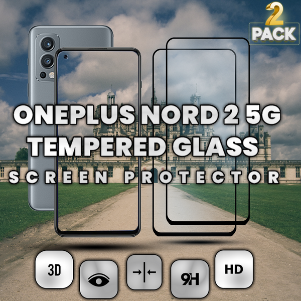 2-Pack OnePlus Nord 2 5G - Härdat glas 9H - Super kvalitet 3D Skärmskydd