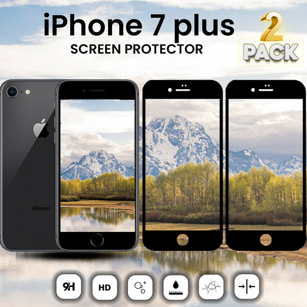 2-Pack Iphone 7 Plus Black Skärmskydd i Härdat Glas